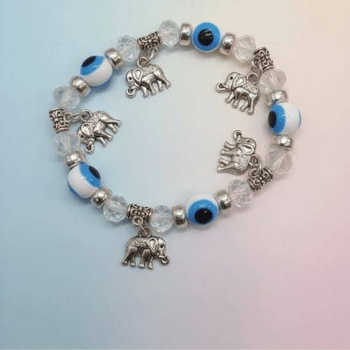Evil Eye Elephant Charm Bracelet